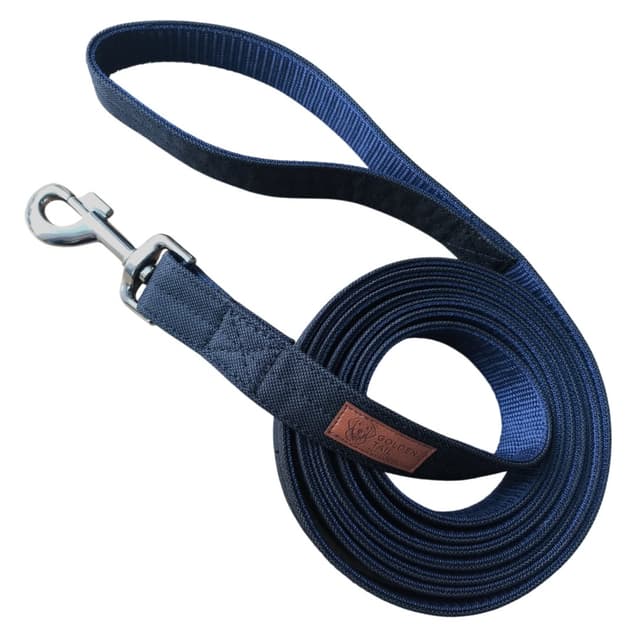 Smycz dla psa GoldenTail duży karabińczyk granatowa czarna mocna